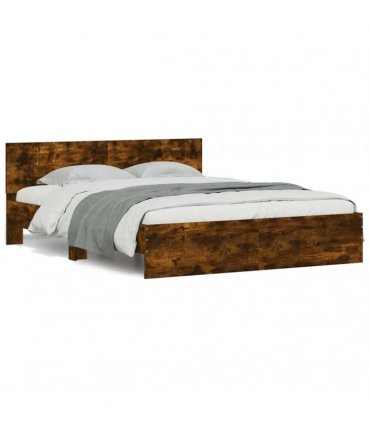 vidaXL Bed Frame without Mattress Smoked Oak 140x190 cm