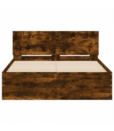 vidaXL Bed Frame without Mattress Smoked Oak 135x190 cm