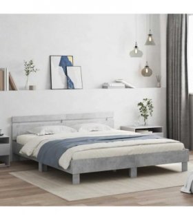 vidaXL Bed Frame with LED without Mattress Concrete Grey 200x200 cm