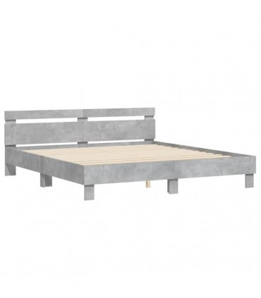 vidaXL Bed Frame with LED without Mattress Concrete Grey 200x200 cm
