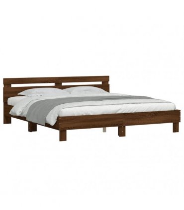 vidaXL Bed Frame with LED without Mattress Brown Oak 160x200 cm