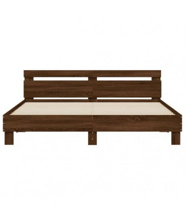 vidaXL Bed Frame with LED without Mattress Brown Oak 160x200 cm