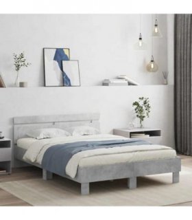 vidaXL Bed Frame with LED without Mattress Concrete Grey 120x200 cm
