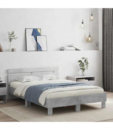 vidaXL Bed Frame with LED without Mattress Concrete Grey 120x200 cm