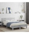 vidaXL Bed Frame with LED without Mattress Concrete Grey 120x200 cm