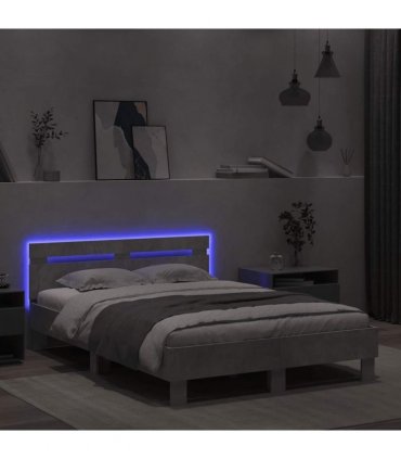 vidaXL Bed Frame with LED without Mattress Concrete Grey 120x200 cm