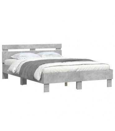 vidaXL Bed Frame with LED without Mattress Concrete Grey 120x200 cm
