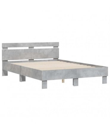 vidaXL Bed Frame with LED without Mattress Concrete Grey 120x200 cm