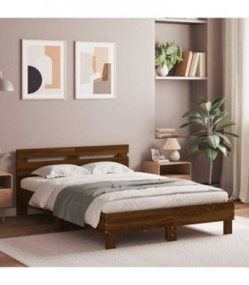 vidaXL Bed Frame with LED without Mattress Brown Oak 120x200 cm