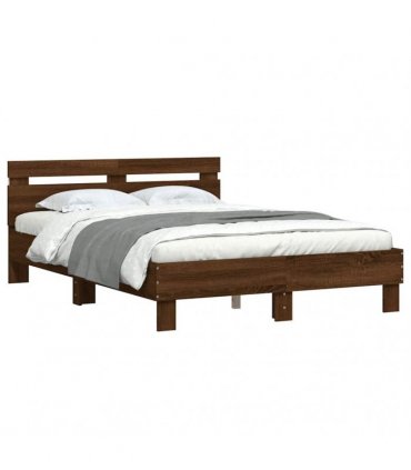 vidaXL Bed Frame with LED without Mattress Brown Oak 120x200 cm