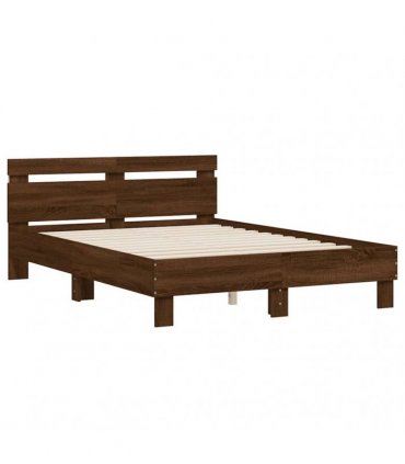 vidaXL Bed Frame with LED without Mattress Brown Oak 120x200 cm