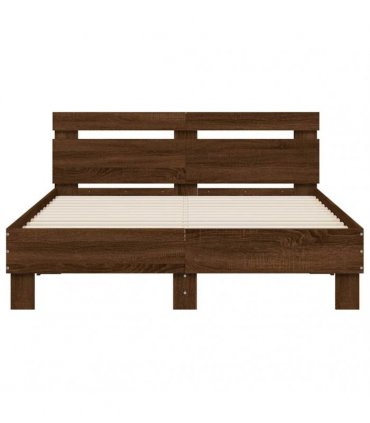vidaXL Bed Frame with LED without Mattress Brown Oak 120x200 cm