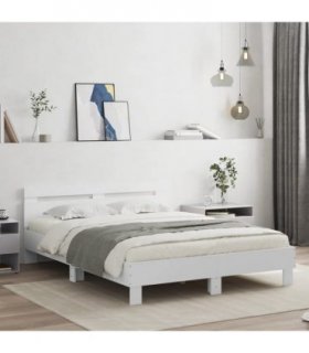 vidaXL Bed Frame with LED without Mattress White 140x190 cm
