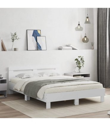vidaXL Bed Frame with LED without Mattress White 140x190 cm