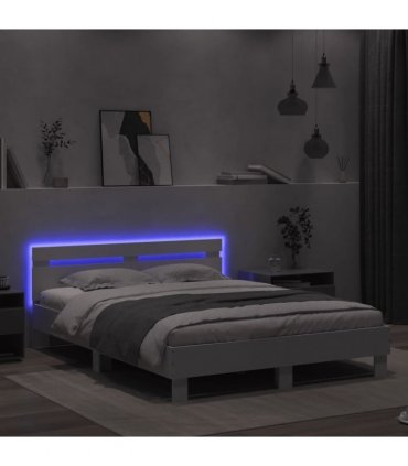 vidaXL Bed Frame with LED without Mattress White 140x190 cm