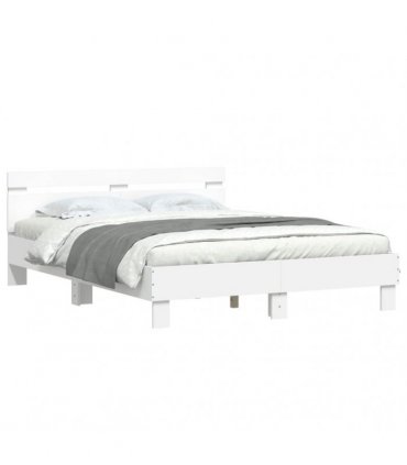 vidaXL Bed Frame with LED without Mattress White 140x190 cm