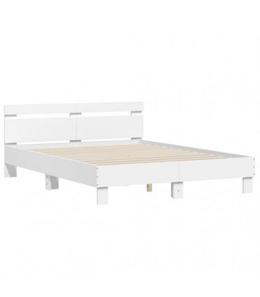 vidaXL Bed Frame with LED without Mattress White 140x190 cm
