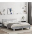 vidaXL Bed Frame with LED without Mattress Concrete Grey 140x190 cm