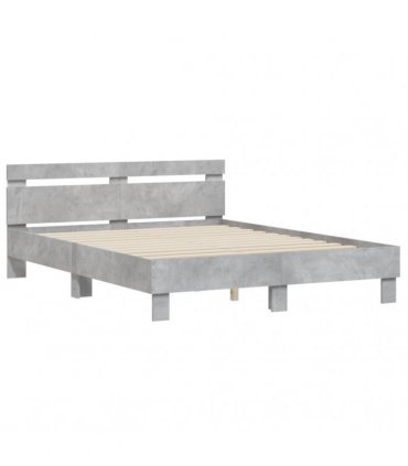 vidaXL Bed Frame with LED without Mattress Concrete Grey 140x190 cm