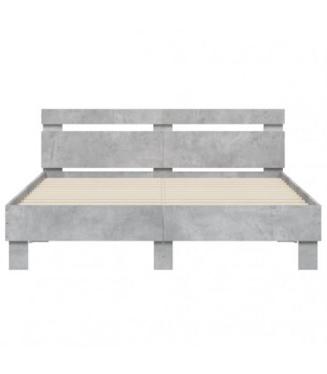 vidaXL Bed Frame with LED without Mattress Concrete Grey 140x190 cm