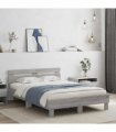 vidaXL Bed Frame with LED without Mattress Grey Sonoma 135x190 cm