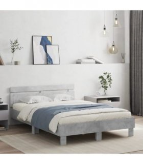 vidaXL Bed Frame with LED without Mattress Concrete Grey 120x190 cm