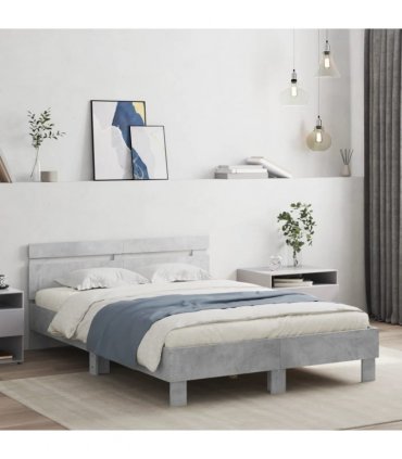 vidaXL Bed Frame with LED without Mattress Concrete Grey 120x190 cm