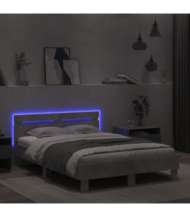 vidaXL Bed Frame with LED without Mattress Concrete Grey 120x190 cm