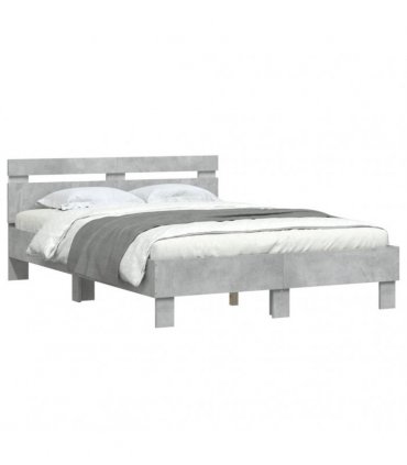 vidaXL Bed Frame with LED without Mattress Concrete Grey 120x190 cm