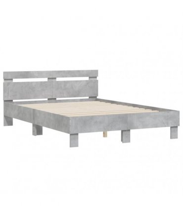 vidaXL Bed Frame with LED without Mattress Concrete Grey 120x190 cm