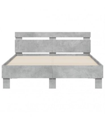 vidaXL Bed Frame with LED without Mattress Concrete Grey 120x190 cm