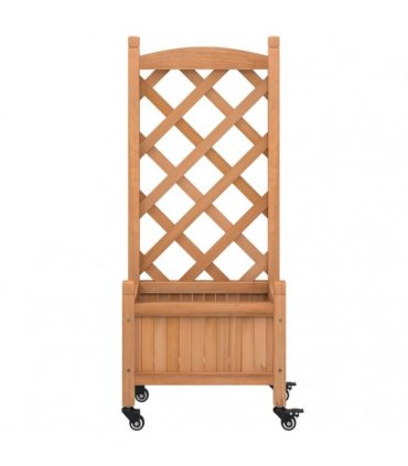 vidaXL Planter with Trellis and Wheels Brown Solid Wood Fir