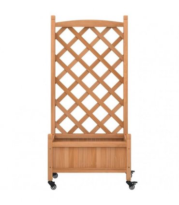 vidaXL Planter with Trellis and Wheels Brown Solid Wood Fir