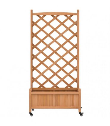 vidaXL Planter with Trellis and Wheels Brown Solid Wood Fir