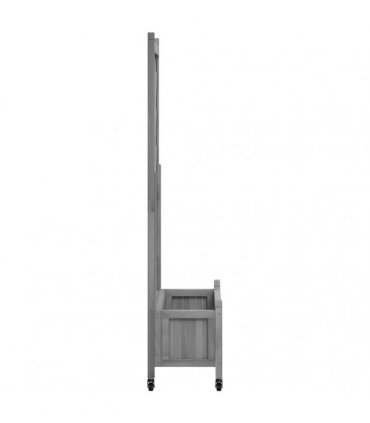 vidaXL Planter with Trellis and Wheels Grey Solid Wood Fir