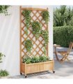 vidaXL Planter with Trellis and Wheels Brown Solid Wood Fir
