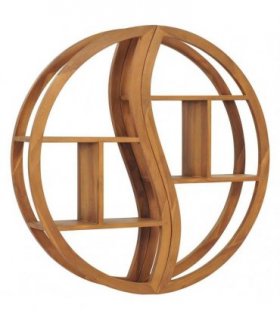 vidaXL Yin Yang Wall Shelf 100x20x100 cm Solid Teak Wood