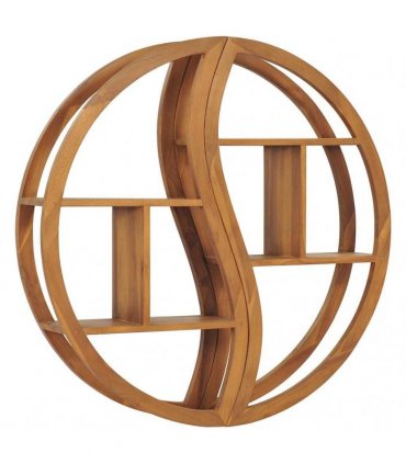 vidaXL Yin Yang Wall Shelf 100x20x100 cm Solid Teak Wood