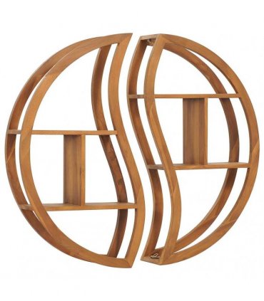 vidaXL Yin Yang Wall Shelf 100x20x100 cm Solid Teak Wood