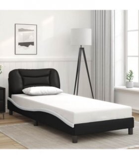 vidaXL Bed Frame without Mattress "Hvar" Black and White 90x190 cm Faux Leather
