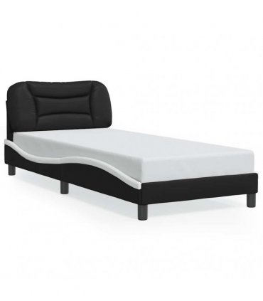 vidaXL Bed Frame without Mattress "Hvar" Black and White 90x190 cm Faux Leather