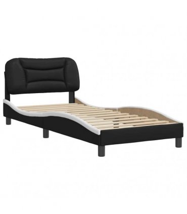 vidaXL Bed Frame without Mattress "Hvar" Black and White 90x190 cm Faux Leather