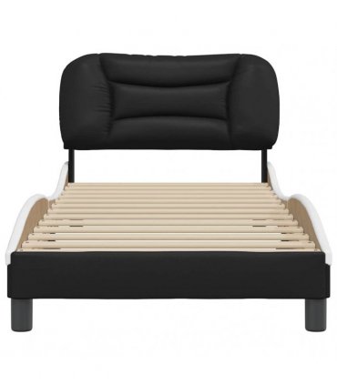 vidaXL Bed Frame without Mattress "Hvar" Black and White 90x190 cm Faux Leather