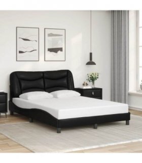 vidaXL Bed Frame without Mattress "Hvar" Black 135x190 cm Faux Leather