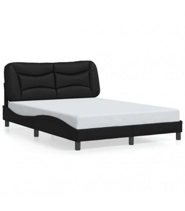 vidaXL Bed Frame without Mattress "Hvar" Black 135x190 cm Faux Leather