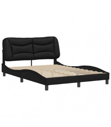 vidaXL Bed Frame without Mattress "Hvar" Black 135x190 cm Faux Leather