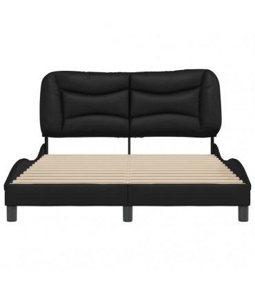 vidaXL Bed Frame without Mattress "Hvar" Black 135x190 cm Faux Leather