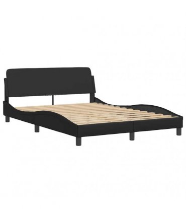 vidaXL Bed Frame without Mattress "Hvar" Black 135x190 cm Faux Leather
