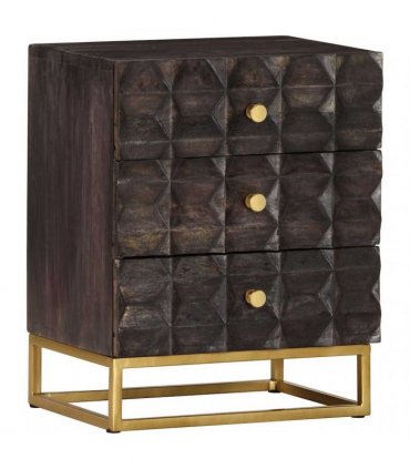 vidaXL Bed Cabinet Black 40x30x50 cm Solid Mango Wood