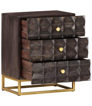 vidaXL Bed Cabinet Black 40x30x50 cm Solid Mango Wood